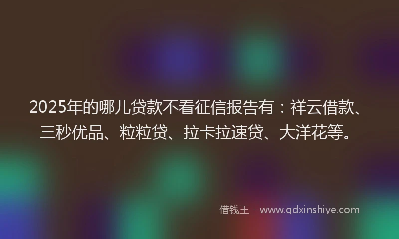 2025年的哪儿贷款不看征信报告有：祥云借款、三秒优品、粒粒贷、拉卡拉速贷、大洋花等。