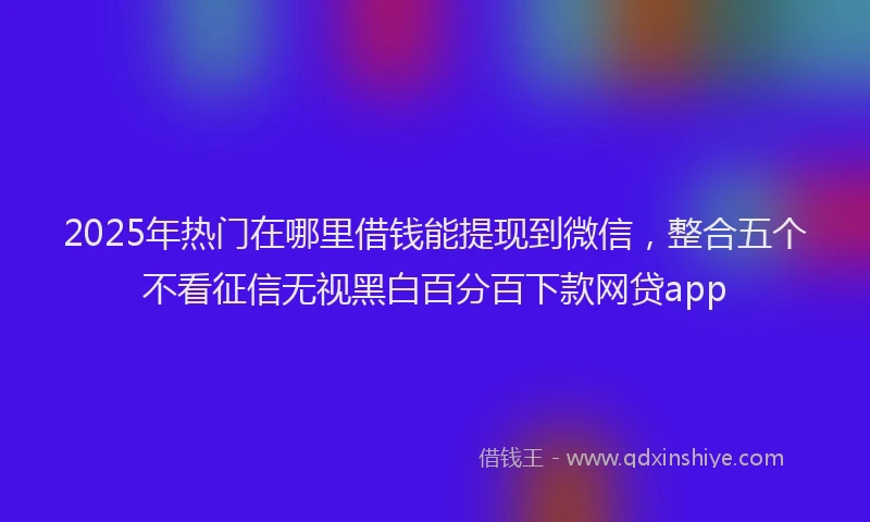 2025年热门在哪里借钱能提现到微信，整合五个不看征信无视黑白百分百下款网贷app