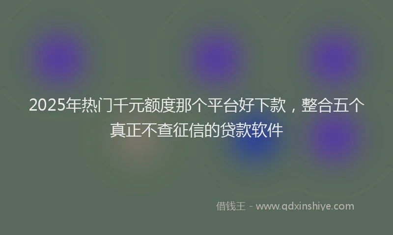 2025年热门千元额度那个平台好下款，整合五个真正不查征信的贷款软件