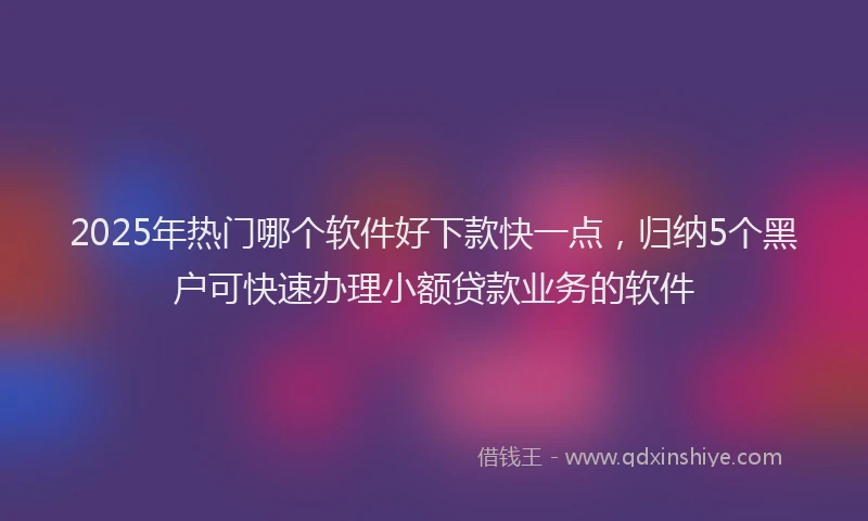 2025年热门哪个软件好下款快一点，归纳5个黑户可快速办理小额贷款业务的软件