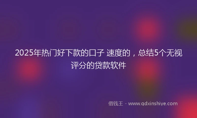 2025年热门好下款的口子 速度的，总结5个无视评分的贷款软件