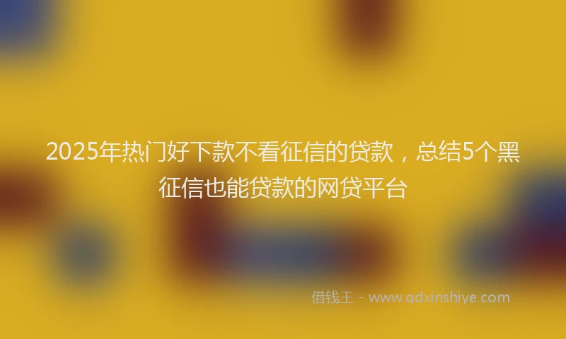 2025年热门好下款不看征信的贷款，总结5个黑征信也能贷款的网贷平台