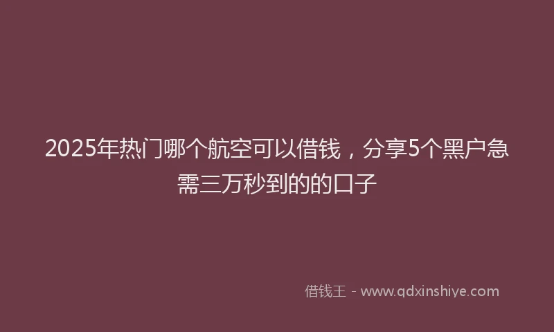 2025年热门哪个航空可以借钱，分享5个黑户急需三万秒到的的口子