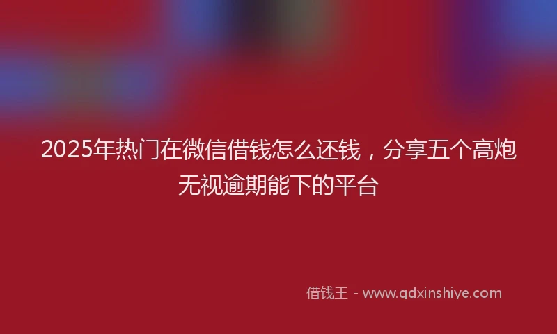 2025年热门在微信借钱怎么还钱，分享五个高炮无视逾期能下的平台