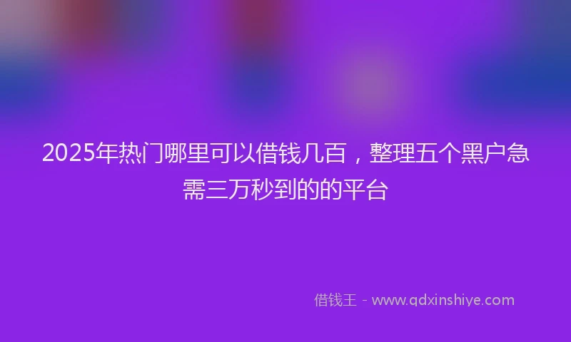 2025年热门哪里可以借钱几百，整理五个黑户急需三万秒到的的平台