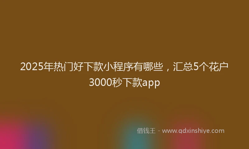 2025年热门好下款小程序有哪些，汇总5个花户3000秒下款app
