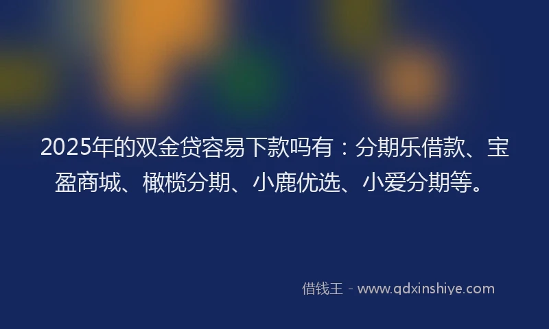 2025年的双金贷容易下款吗有：分期乐借款、宝盈商城、橄榄分期、小鹿优选、小爱分期等。