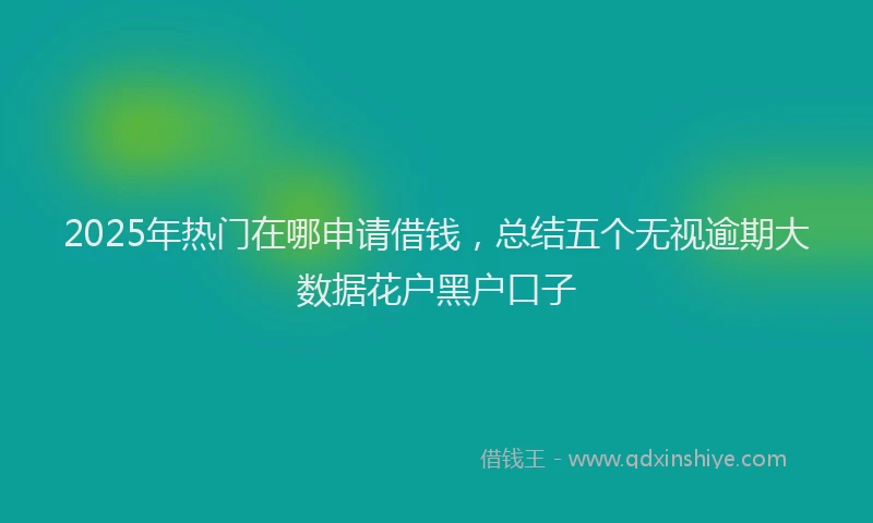 2025年热门在哪申请借钱，总结五个无视逾期大数据花户黑户口子