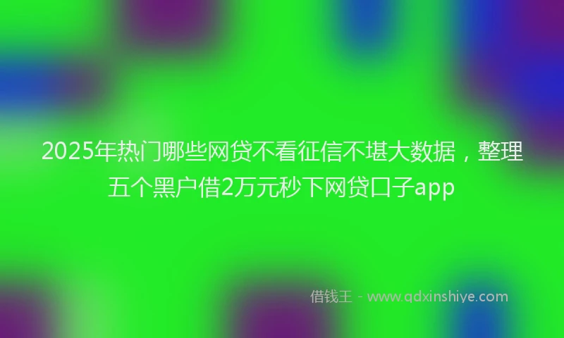 2025年热门哪些网贷不看征信不堪大数据，整理五个黑户借2万元秒下网贷口子app