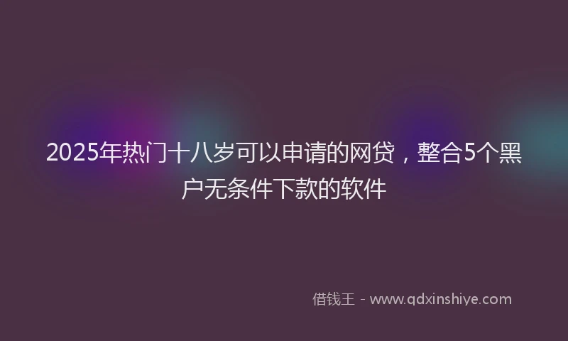 2025年热门十八岁可以申请的网贷，整合5个黑户无条件下款的软件