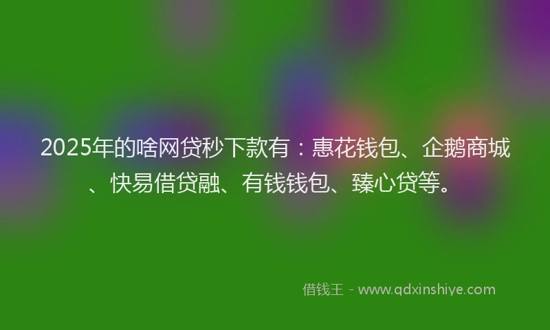 2025年的啥网贷秒下款有：惠花钱包、企鹅商城、快易借贷融、有钱钱包、臻心贷等。