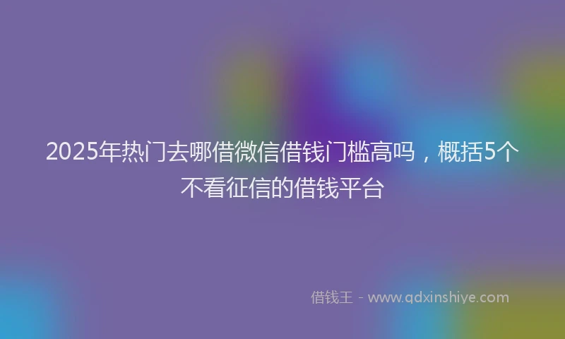 2025年热门去哪借微信借钱门槛高吗，概括5个不看征信的借钱平台