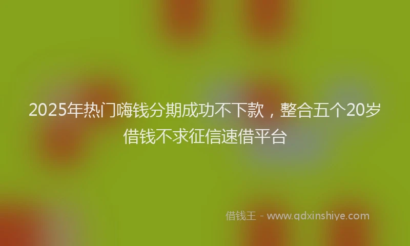 2025年热门嗨钱分期成功不下款，整合五个20岁借钱不求征信速借平台