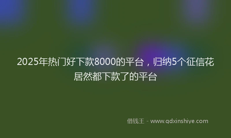 2025年热门好下款8000的平台，归纳5个征信花居然都下款了的平台