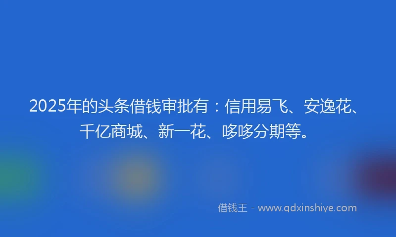 2025年的头条借钱审批有：信用易飞、安逸花、千亿商城、新一花、哆哆分期等。