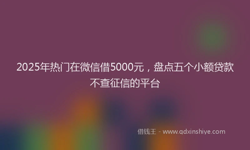 2025年热门在微信借5000元，盘点五个小额贷款不查征信的平台