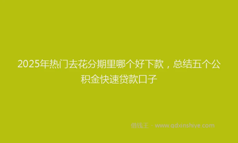 2025年热门去花分期里哪个好下款，总结五个公积金快速贷款口子