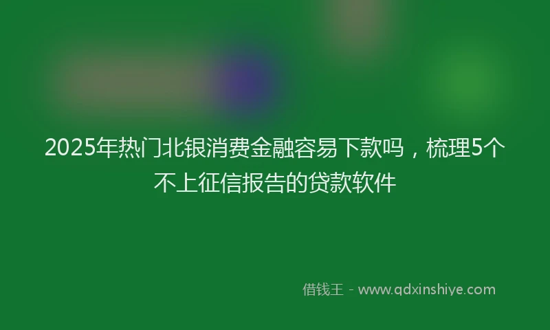 2025年热门北银消费金融容易下款吗，梳理5个不上征信报告的贷款软件