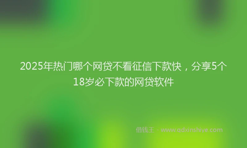2025年热门哪个网贷不看征信下款快，分享5个18岁必下款的网贷软件