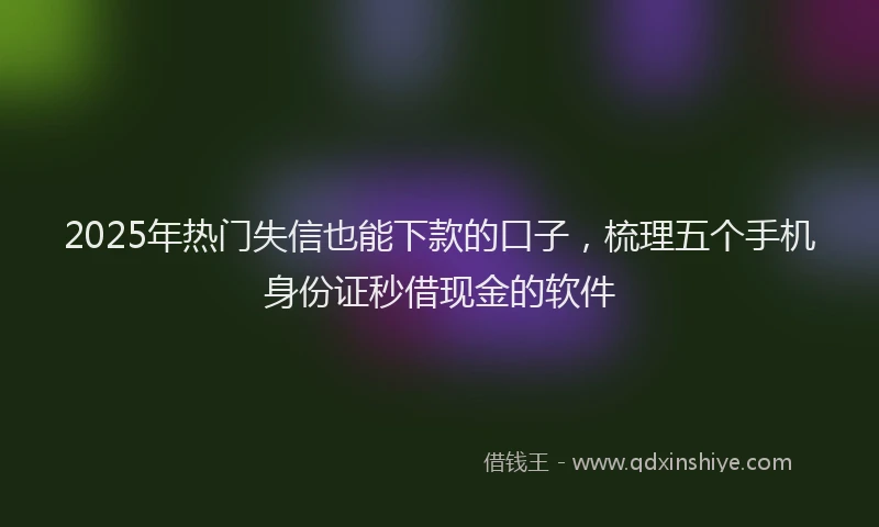 2025年热门失信也能下款的口子，梳理五个手机身份证秒借现金的软件