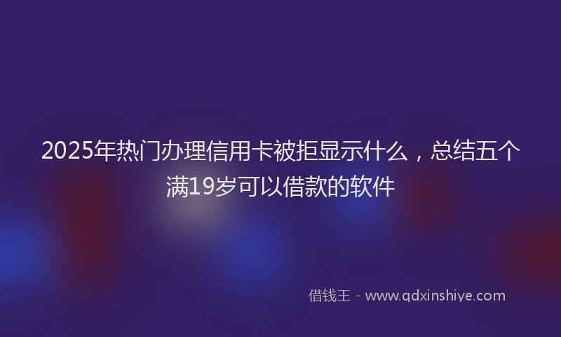 2025年热门办理信用卡被拒显示什么，总结五个满19岁可以借款的软件