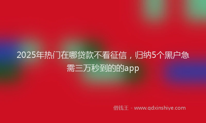 2025年热门在哪贷款不看征信，归纳5个黑户急需三万秒到的的app