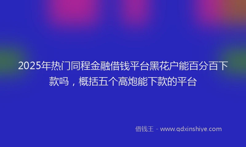 2025年热门同程金融借钱平台黑花户能百分百下款吗，概括五个高炮能下款的平台