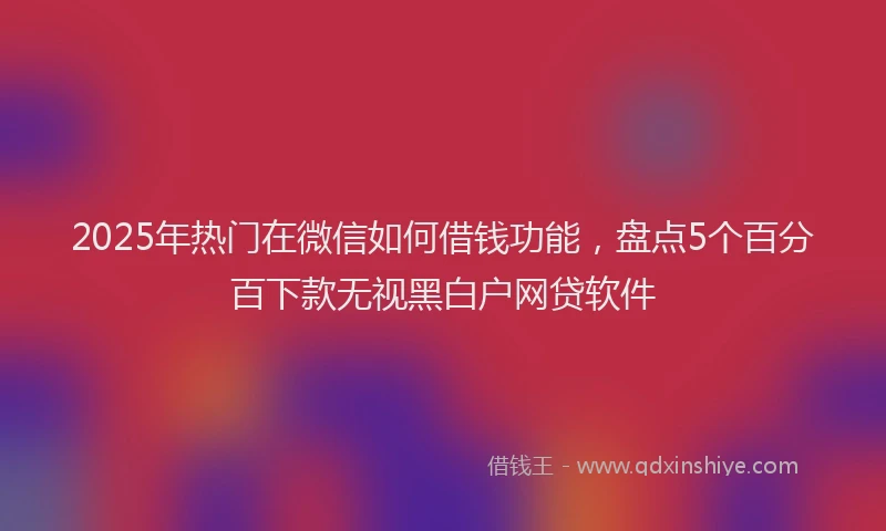 2025年热门在微信如何借钱功能，盘点5个百分百下款无视黑白户网贷软件