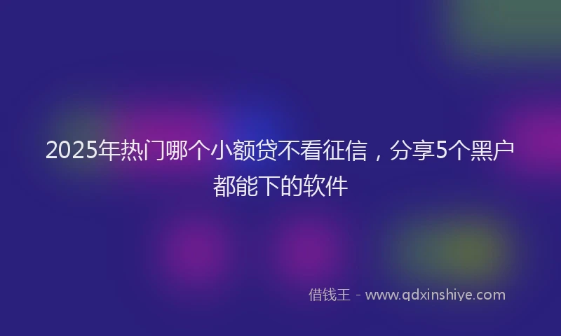 2025年热门哪个小额贷不看征信，分享5个黑户都能下的软件
