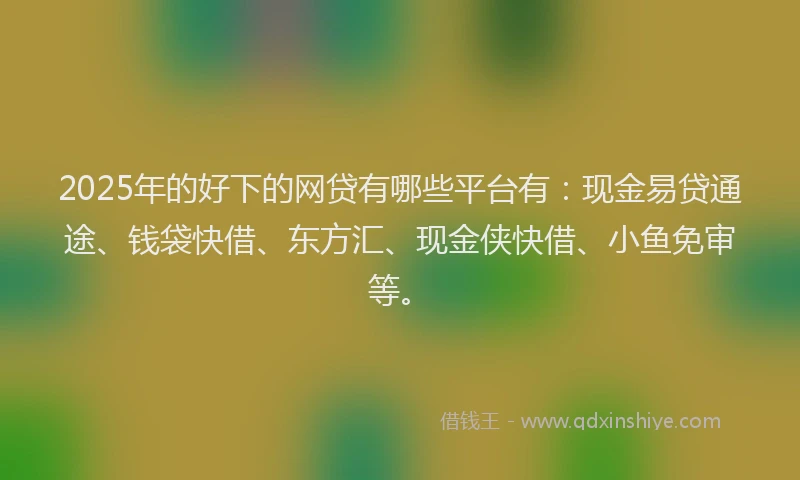 2025年的好下的网贷有哪些平台有：现金易贷通途、钱袋快借、东方汇、现金侠快借、小鱼免审等。