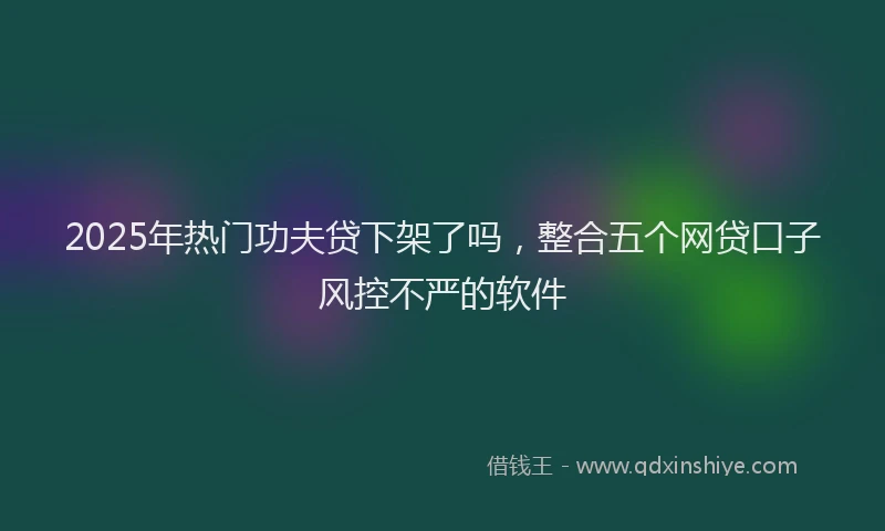 2025年热门功夫贷下架了吗，整合五个网贷口子风控不严的软件