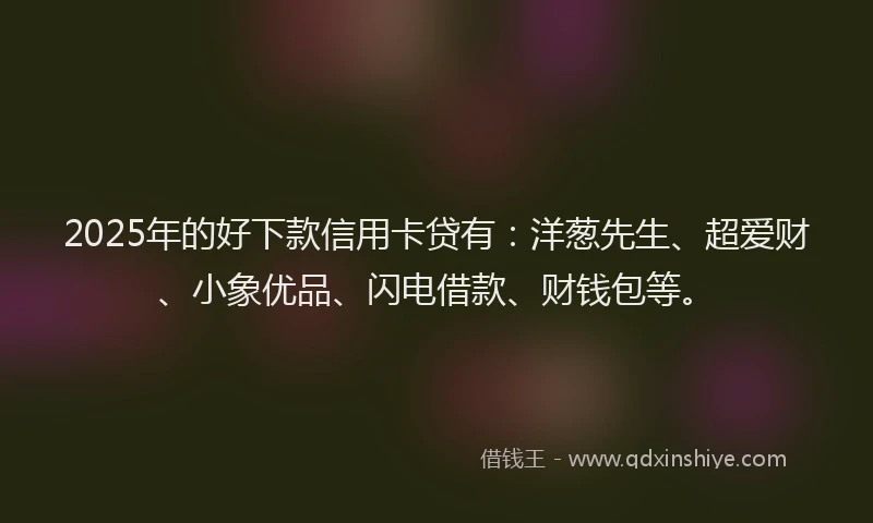 2025年的好下款信用卡贷有：洋葱先生、超爱财、小象优品、闪电借款、财钱包等。