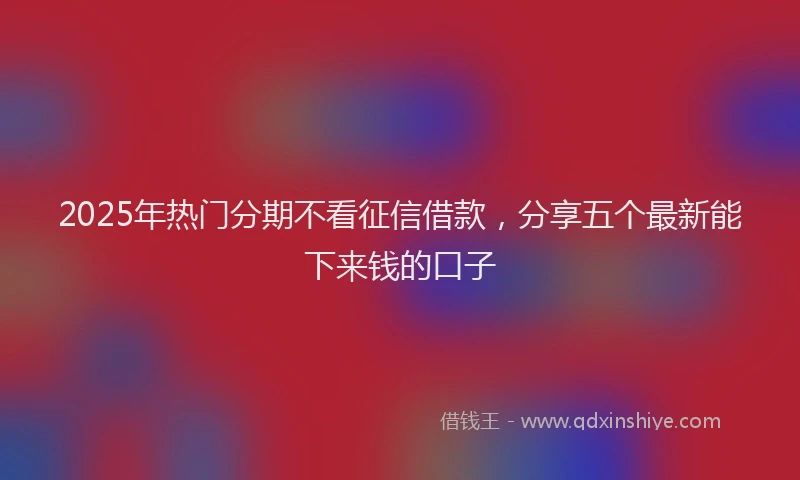 2025年热门分期不看征信借款，分享五个最新能下来钱的口子