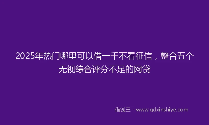 2025年热门哪里可以借一千不看征信，整合五个无视综合评分不足的网贷