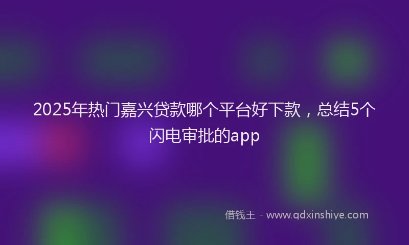 2025年热门嘉兴贷款哪个平台好下款，总结5个闪电审批的app