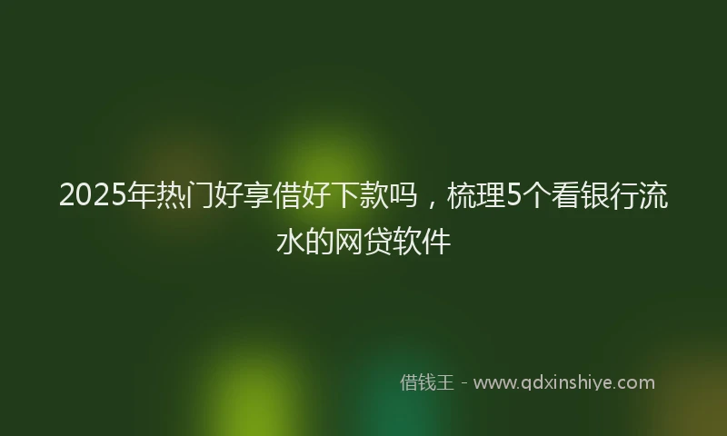 2025年热门好享借好下款吗，梳理5个看银行流水的网贷软件