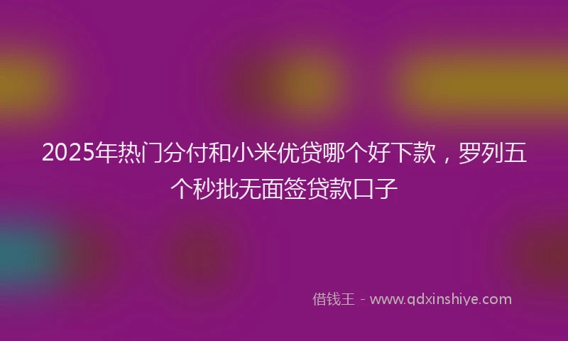 2025年热门分付和小米优贷哪个好下款，罗列五个秒批无面签贷款口子
