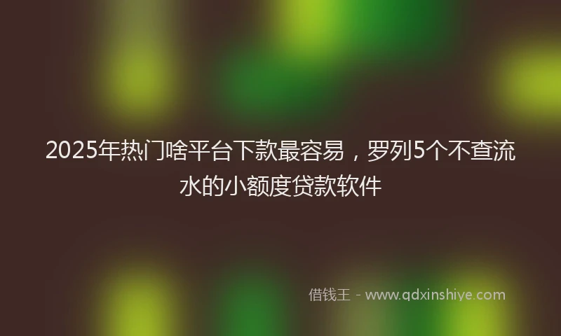2025年热门啥平台下款最容易，罗列5个不查流水的小额度贷款软件