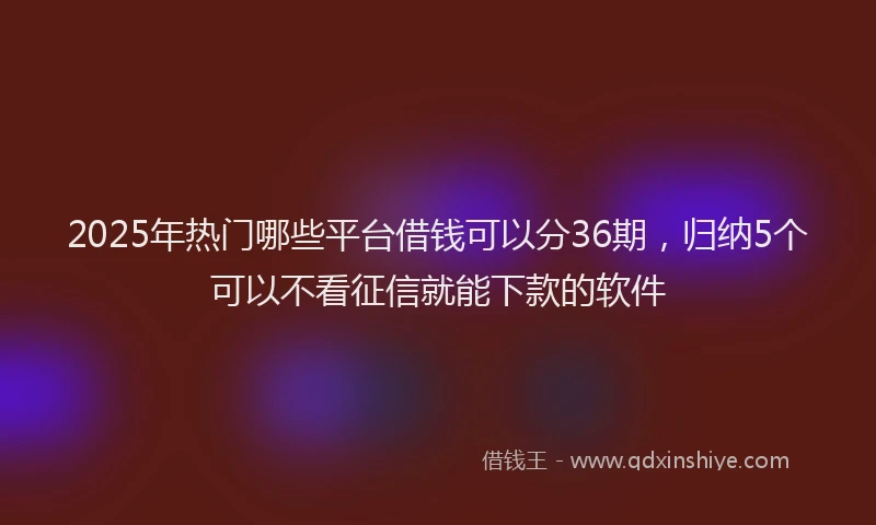 2025年热门哪些平台借钱可以分36期，归纳5个可以不看征信就能下款的软件
