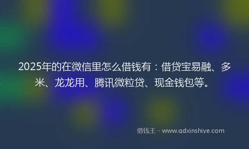 2025年的在微信里怎么借钱有：借贷宝易融、多米、龙龙用、腾讯微粒贷、现金钱包等。