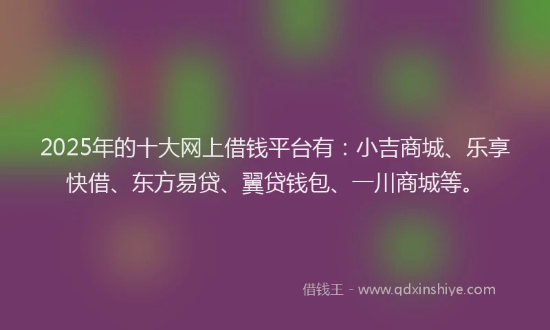 2025年的十大网上借钱平台有：小吉商城、乐享快借、东方易贷、翼贷钱包、一川商城等。