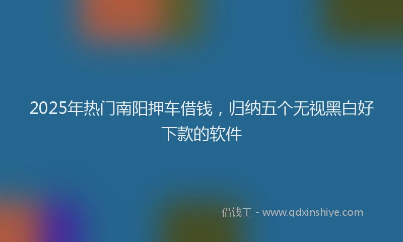 2025年热门南阳押车借钱，归纳五个无视黑白好下款的软件
