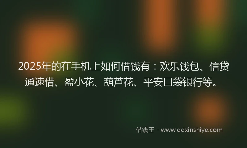 2025年的在手机上如何借钱有：欢乐钱包、信贷通速借、盈小花、葫芦花、平安口袋银行等。