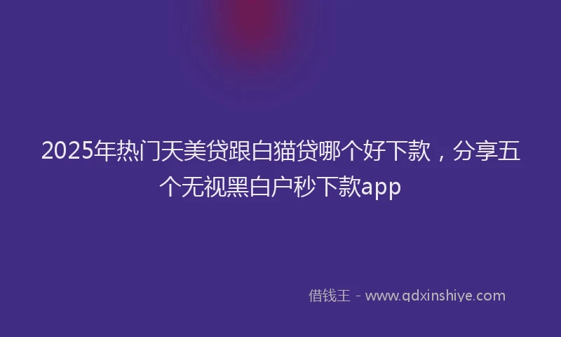 2025年热门天美贷跟白猫贷哪个好下款，分享五个无视黑白户秒下款app