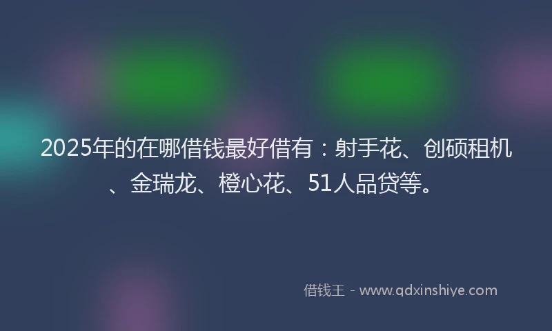 2025年的在哪借钱最好借有：射手花、创硕租机、金瑞龙、橙心花、51人品贷等。