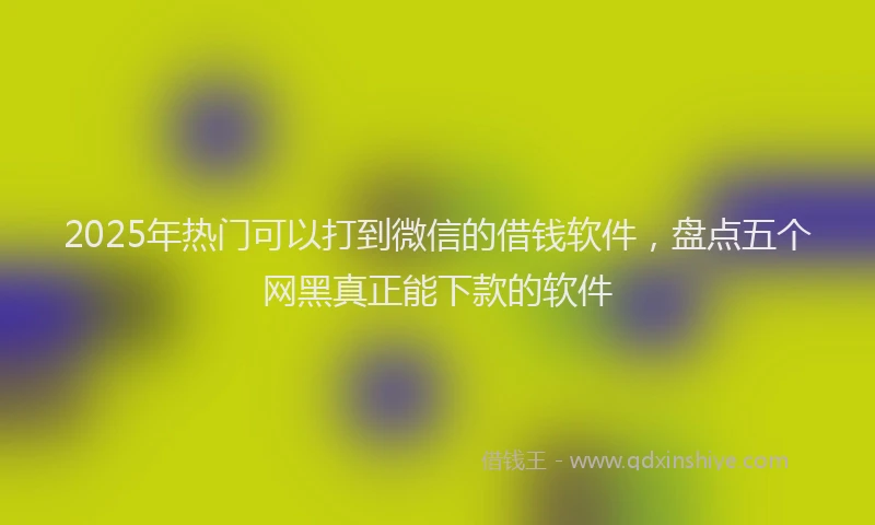 2025年热门可以打到微信的借钱软件，盘点五个网黑真正能下款的软件