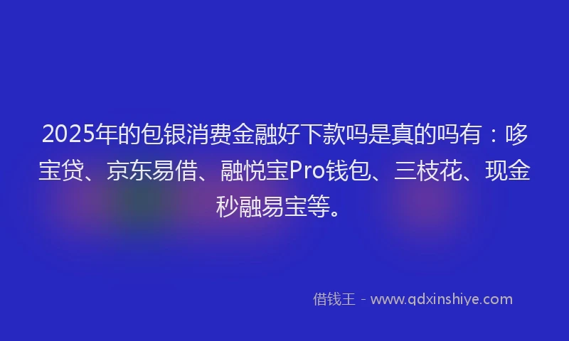 2025年的包银消费金融好下款吗是真的吗有：哆宝贷、京东易借、融悦宝Pro钱包、三枝花、现金秒融易宝等。
