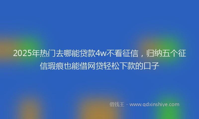 2025年热门去哪能贷款4w不看征信，归纳五个征信瑕疵也能借网贷轻松下款的口子