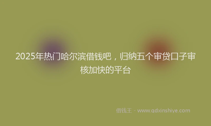 2025年热门哈尔滨借钱吧，归纳五个审贷口子审核加快的平台
