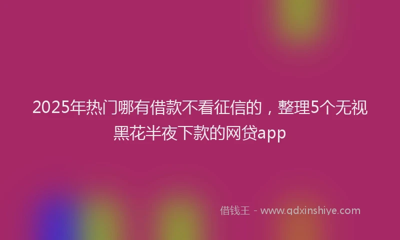 2025年热门哪有借款不看征信的，整理5个无视黑花半夜下款的网贷app